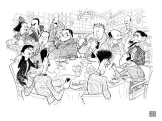 La mesa redonda del Algonquin- caricatura de Al Hirschfeld